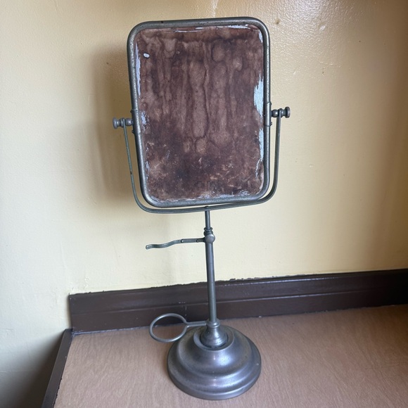 Antique Rectangular Beveled Mirror Shaving Stand Brush Mug Holder England - Picture 12 of 16